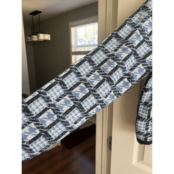 SUNCOO Paris Diane Blue Plaid Knit Boucle Cardigan Jacket Blazer Sz T3 US L - Picture 5 of 14